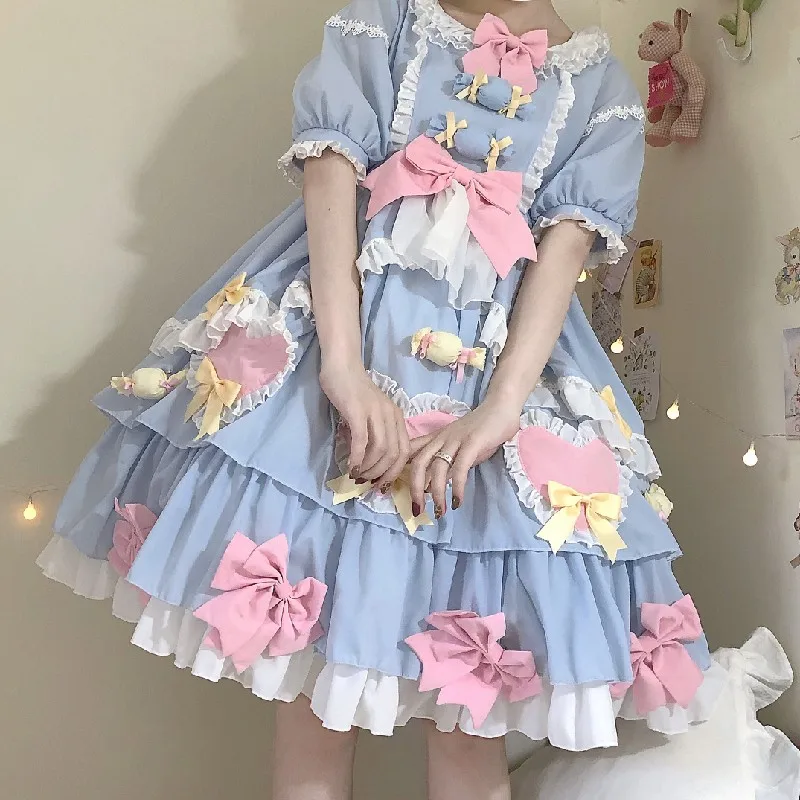 

Модное милое голубое платье с коротким рукавом для девочек