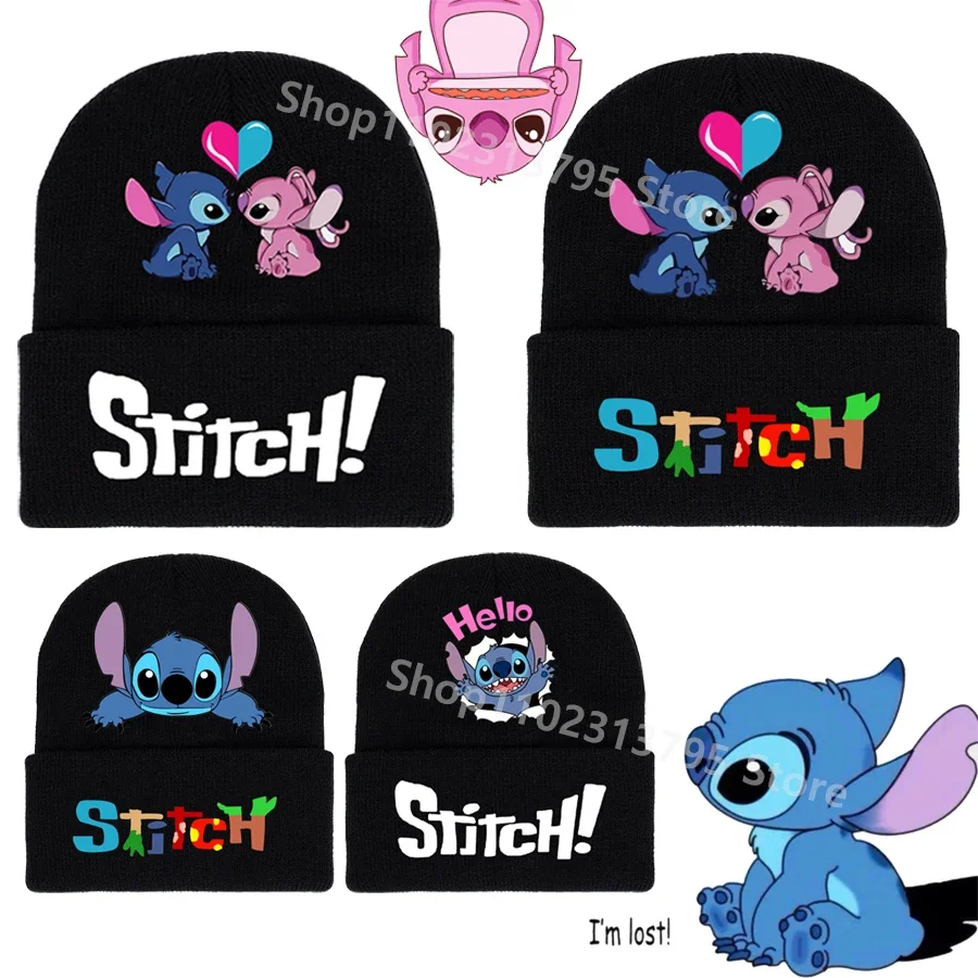 

Stitch Disney Anime Baby Printed Knit Hat for Boys Girls Winter Bonnet Hats Hip Hop Wool Hat Children's Cartoon Warm Caps Gifts