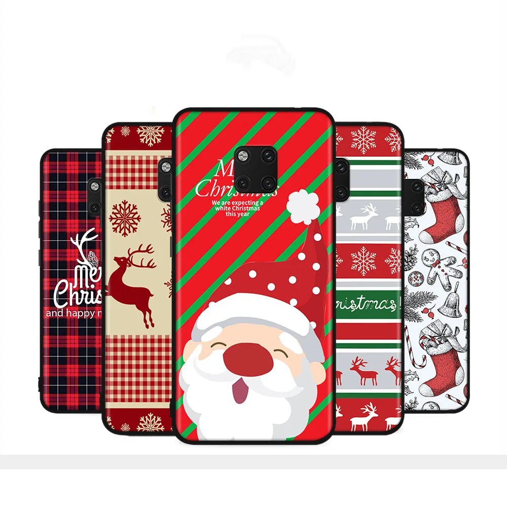 

Черный чехол для iPhone 6, 6S, 7, 8 Plus, 11 Pro, X, XS, XR, Max, Защищенный чехол, искусственная кожа, Рождество