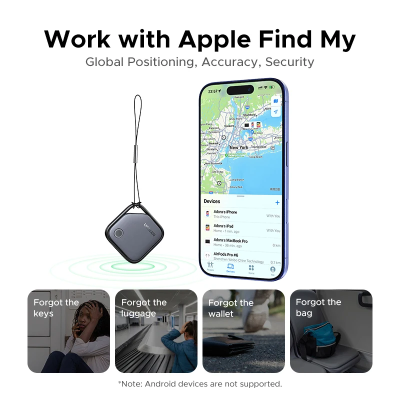 Фото UGREEN Smart Bluetooth-трекер, поиск ключей, локатор предметов SmartTag, аккумулятор для телефона на 1 год для Apple Find My (только IOS) №2