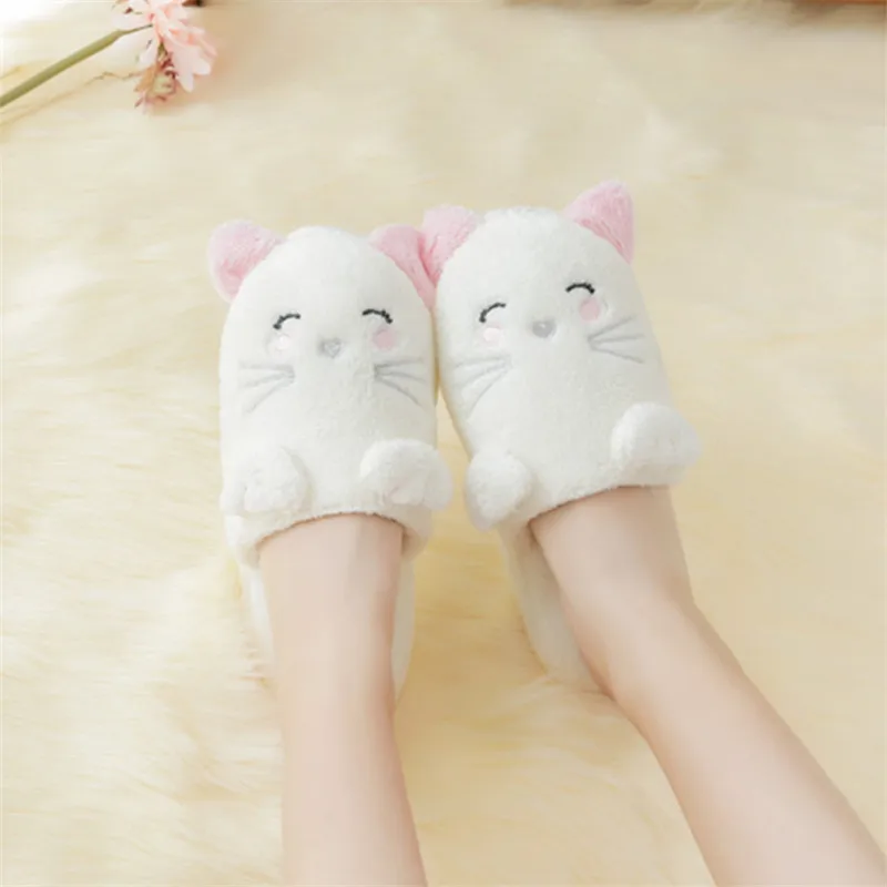 Новые зимние женские тапочки хлопковые домашние с котом теплые и Нескользящие