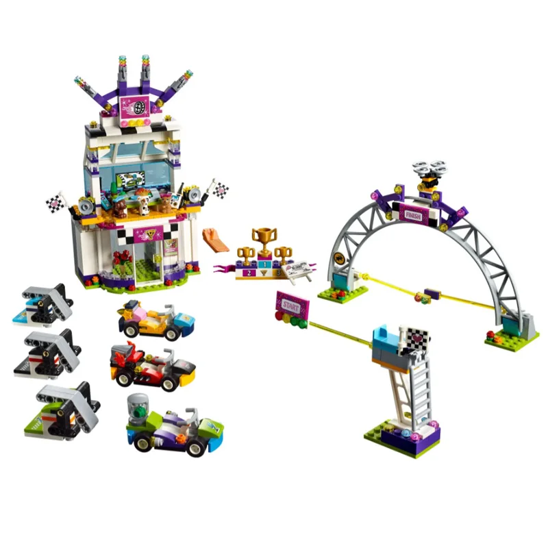

Girls building blocks The Big Race Day toys friend bricks sets 648pcs go-kart race best birthday gift