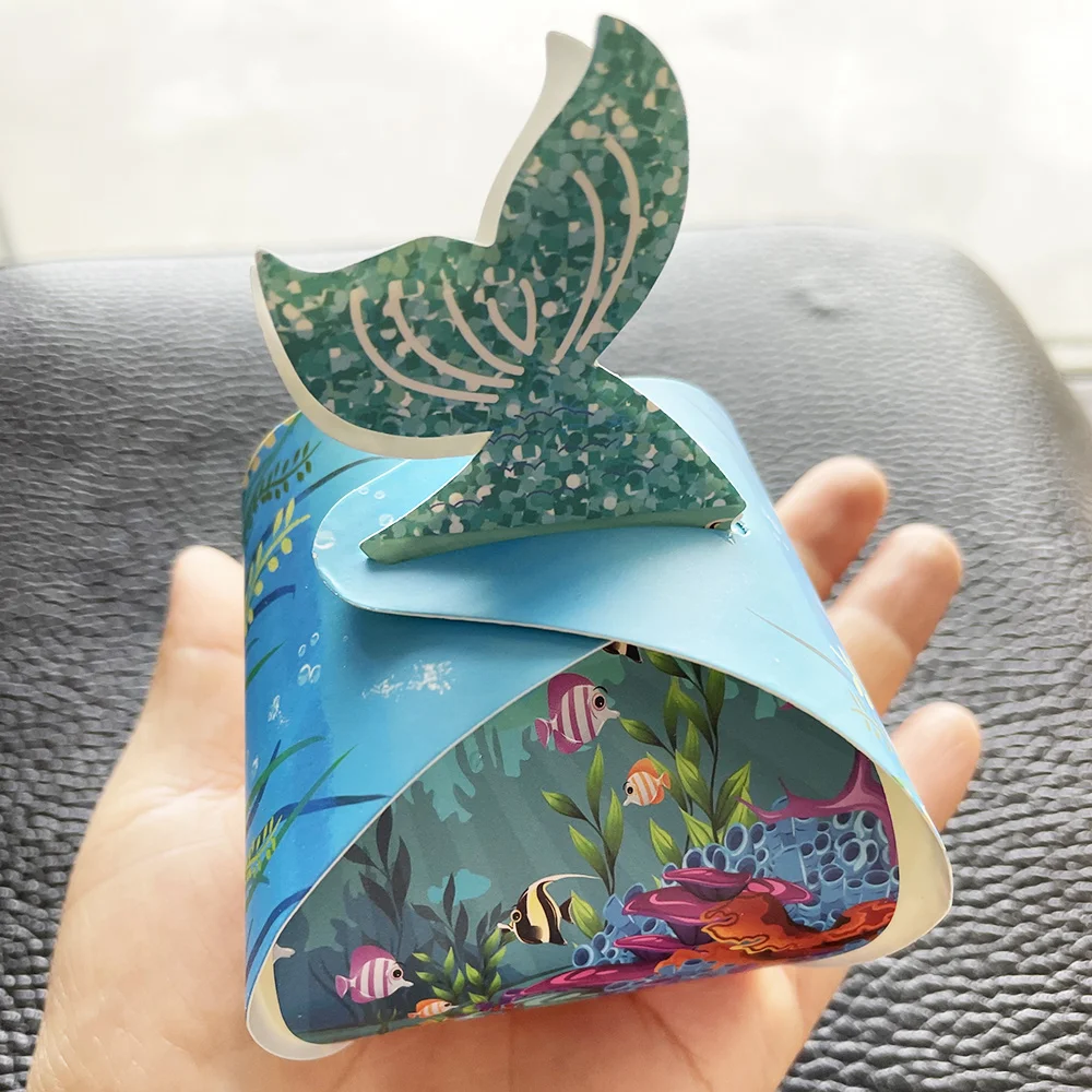 

Подарочная коробка «русалка» смешанных цветов для дня рождения, Подарочная коробка с маленьким хвостом для подарка детям на свадьбу, короб...