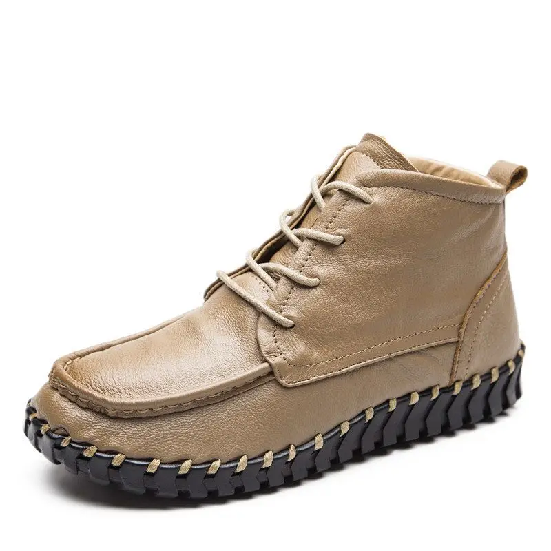 Trendy 2023 Women Ankle Boots Retro Woman Round Toe Ladies Shoes Low-heeled Lace Up  Side zipper Boot Zapatos De Mujer 42