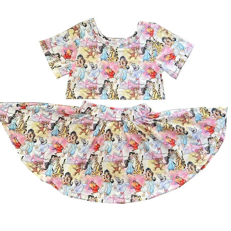 

New Princess Outfits Cartoon Skirt Girl 2 Piece Set 10 Pcs Whloesale Bundle