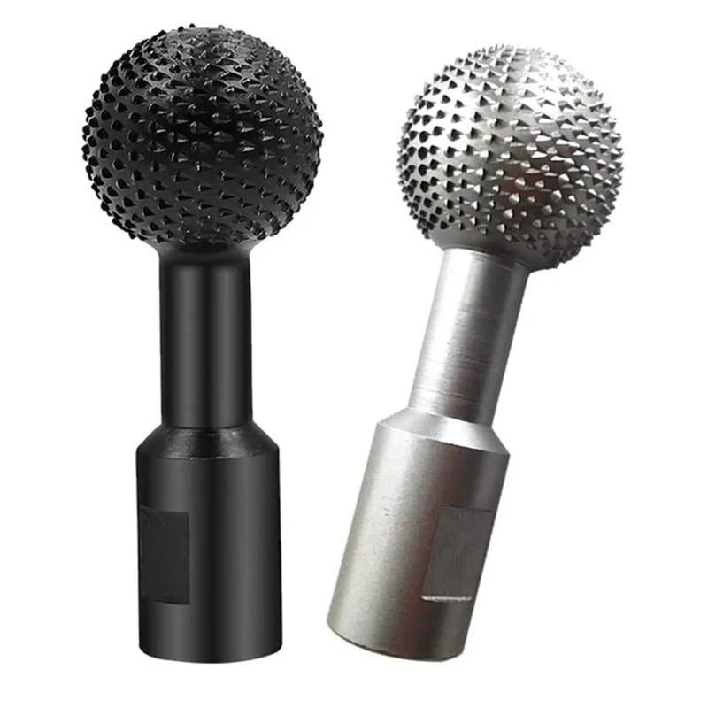 

2 Pieces Sphere Rotary Burr With 0.55Inch Threads For 115 Or 125 Type Angle Grinder, Wood Carving Burrs(Black&Silver)