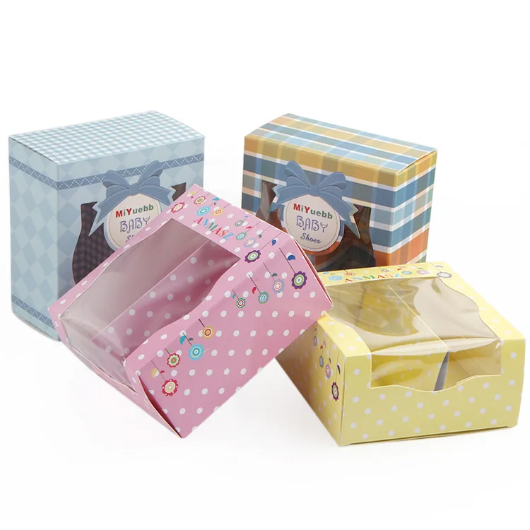 

200Pcs/Lot Baby Shoes Gift Box Kids Children Shoes Packaging Boxes with Clear Window Shoe shop Display Boxes