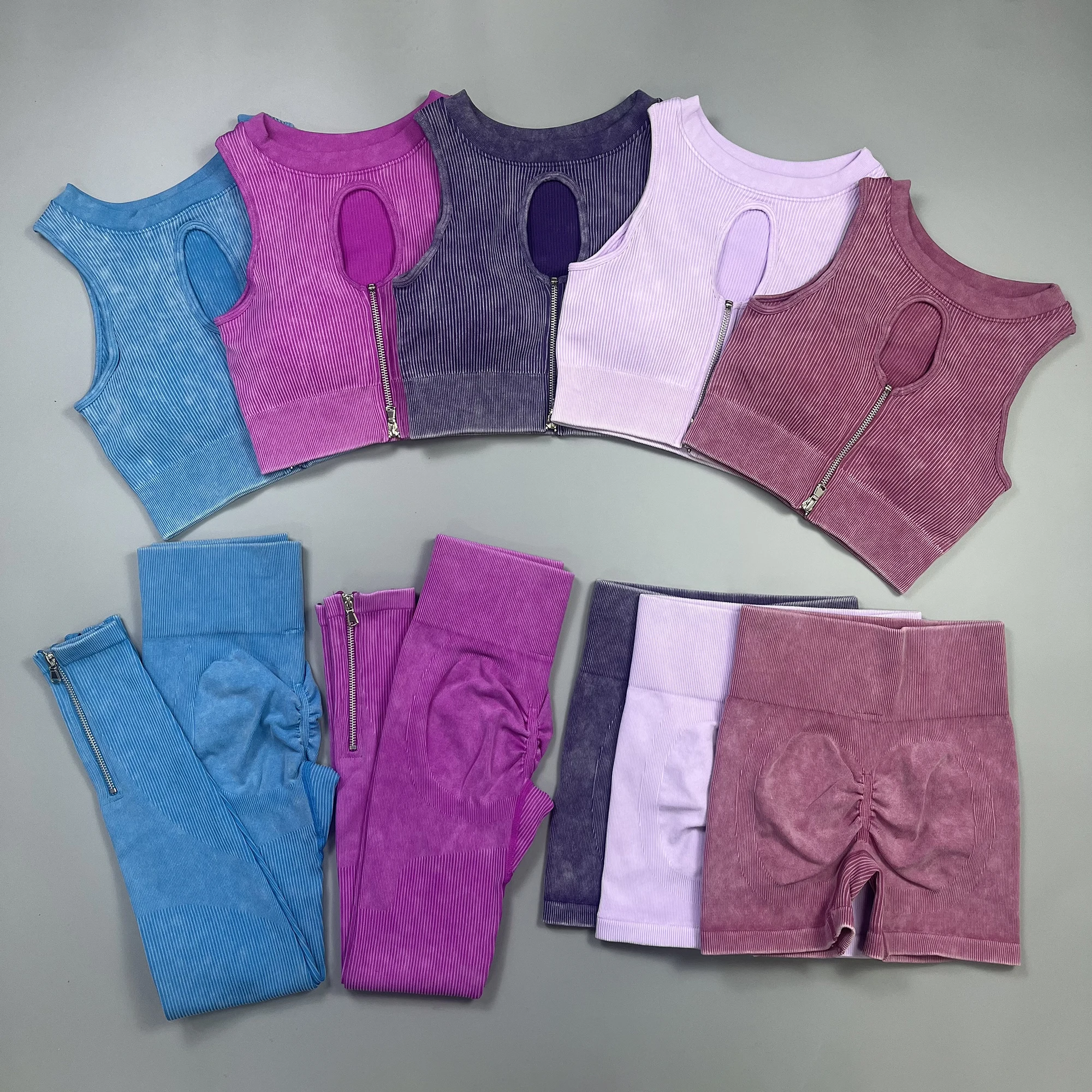 Seamless Yoga Set Women 2 Piece Outfits Gym Suits Sports Zipper Clothes Workout Tracksuit Fitness Sportswear Athletic