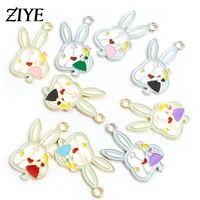 10pcs cute mix enamel bunny rabbit charms for diy earrings necklaces keychain bracelets jewelry ornament anime handmade findings