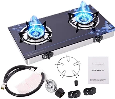 

Single Burner Propane Stove, 14,300 BTU High Power With Windshield Camping Gas Stove Top Auto Ignition Stainless Steel For Outdo