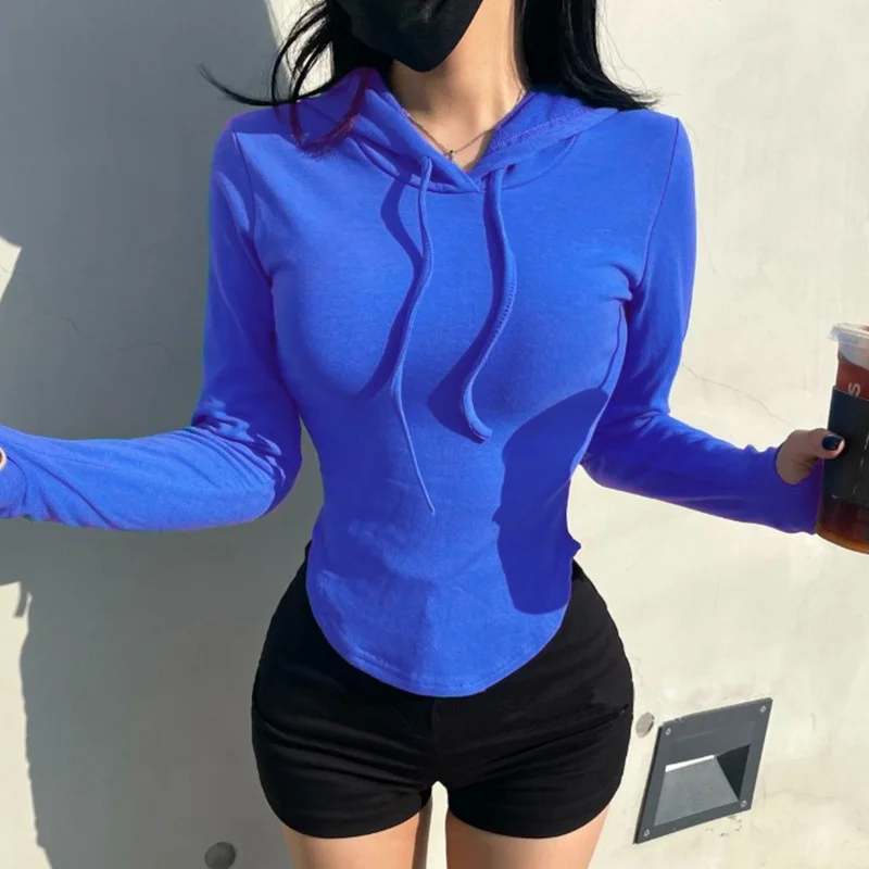 

Женская футболка с длинным рукавом, с капюшоном