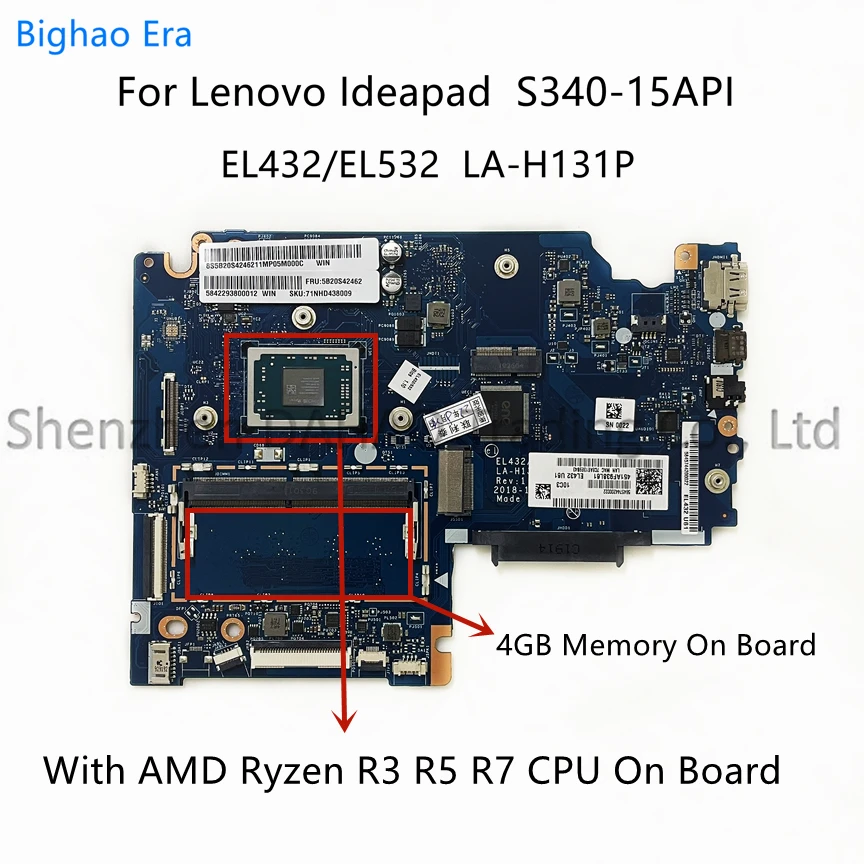 Женская материнская плата для ноутбука Lenovo, модель LA-H131P R7 CPU 4GB-RAM 5B20S42246 5B20S42249