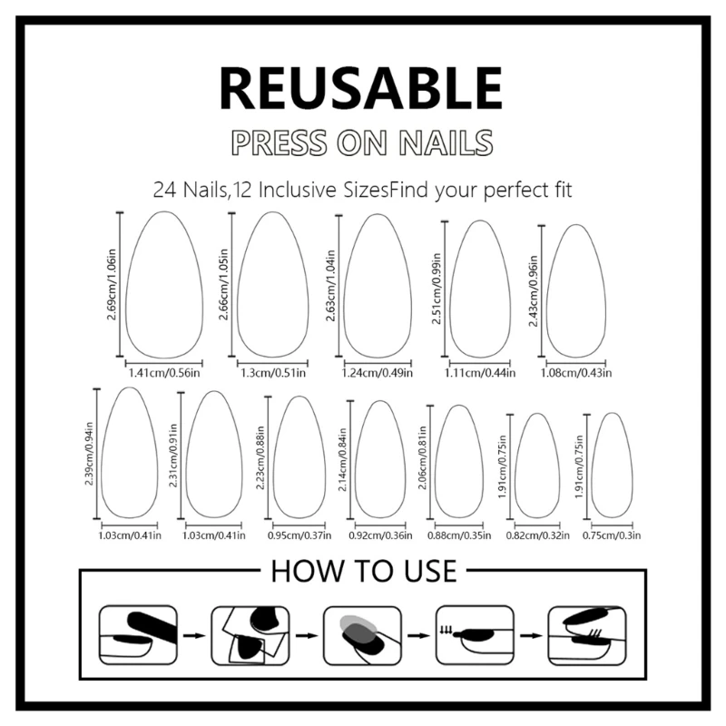 Рождественский набор для ногтей с миндалем среднего размера блестками Glossy Flase 24