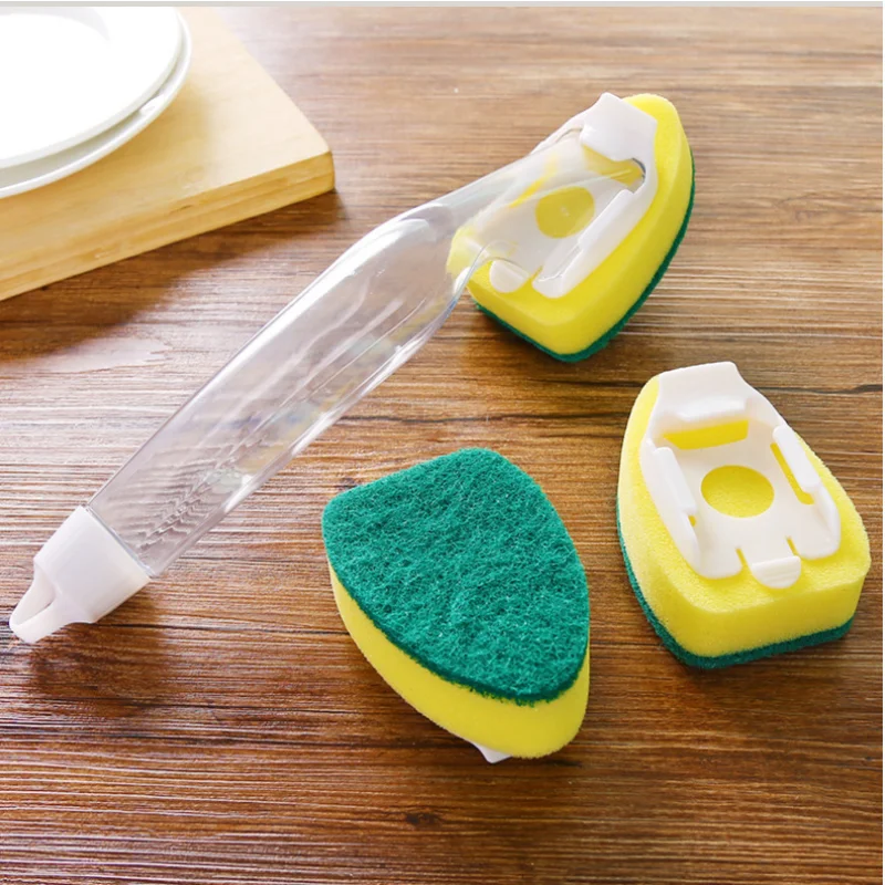 

Kitchen Cleaning Tools Long Handle Dish Brush Liquid Soap Dispenser Cleaner Dish Scrubber Brush Dishwashing Sponge Pot Wash Wipe
