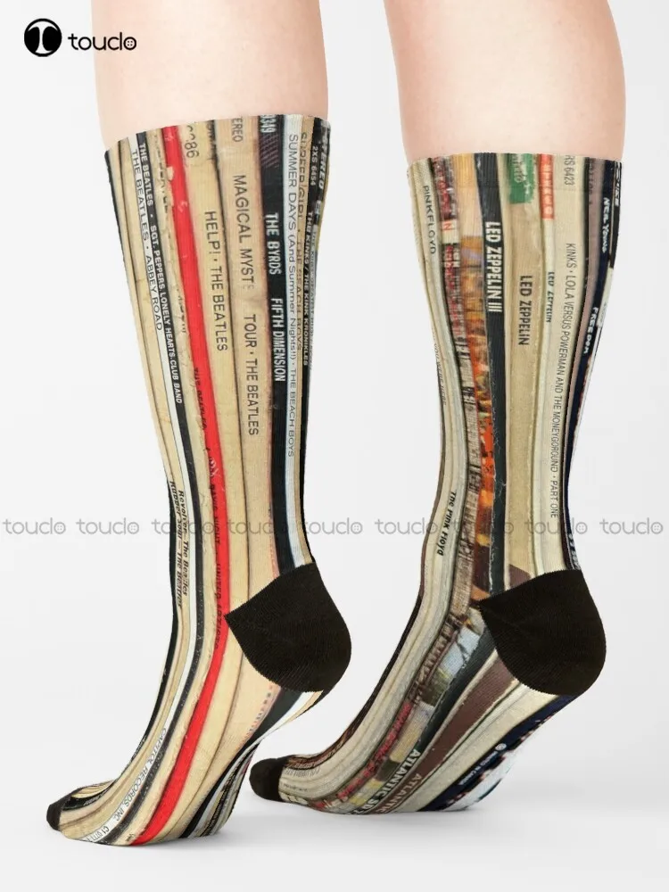 Classic Rock Vinyl Records Music Record Collector Socks Womens Hiking Socks Personalized Custom 360° Digital Print Gift Colorful