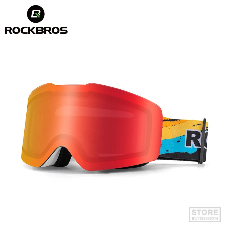 

ROCKBROS Ski Goggles Color Changing Full Frame Large Vision Double Layer Anti-fog Men Women Single Board Polarized Ski Glasses