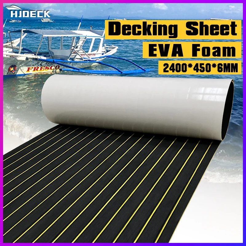 2400*450*6mm Eva Foam Faux Teak Boat Flooring Carpet Blanket Brown Deck Sheet Yacht Flooring Anti Skid Waterproof Damping Pads