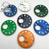 29mm watch dial fit nh38 nh38a watches movement 33 8 o clock nh38a watch case green luminous face