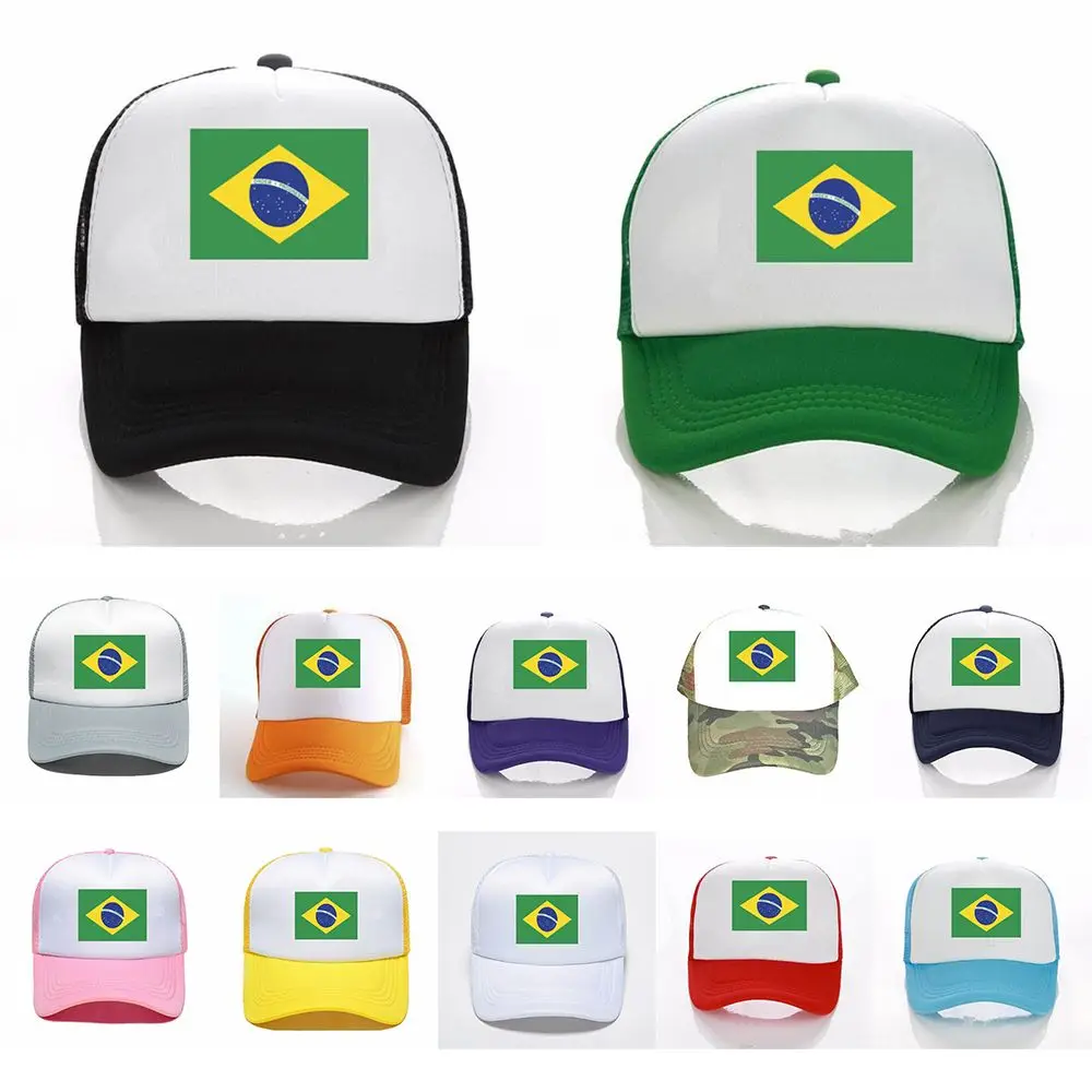 

Outdoor Brazil Flag Golf Cap Trucker Hat Adjustable Baseball Hat Brazil Flag Baseball Cap Sunscreen Snap Cap