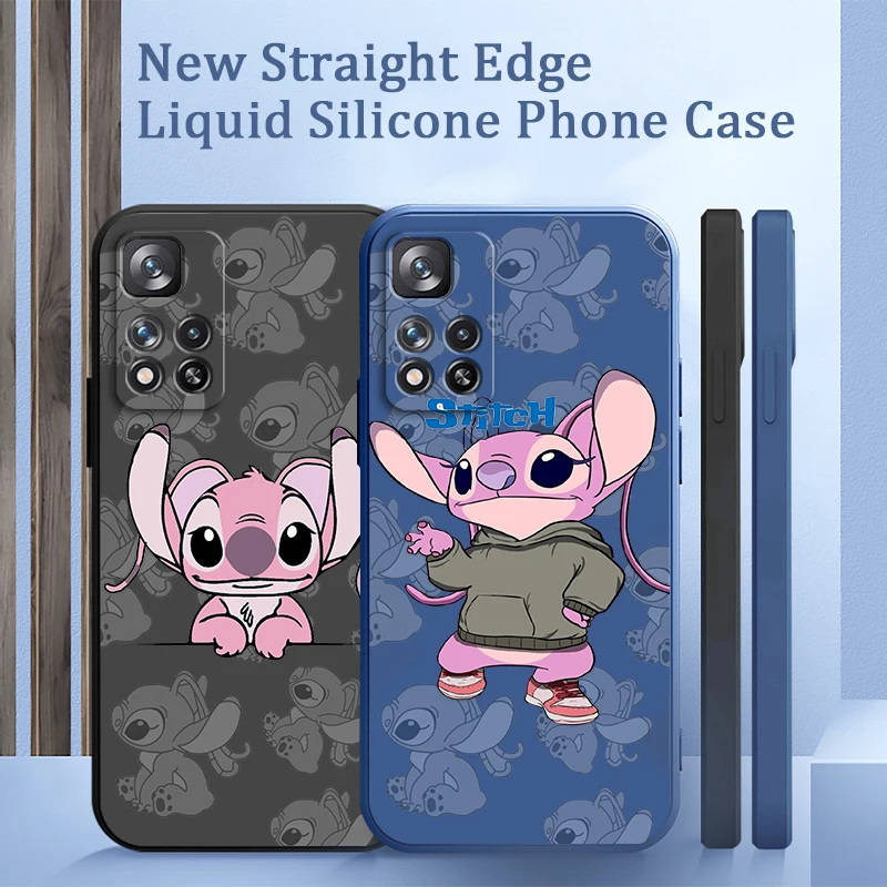 

Disney Stitch Luxury Art Liquid Rope Soft Cover Phone Case For Xiaomi Redmi Note 11 11S 11T 10S 10 9S 9T 9 8T 8 Pro Plus 5G