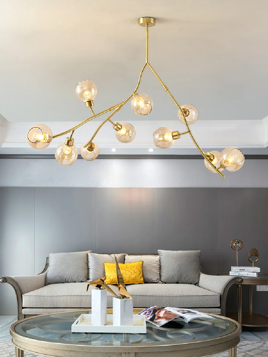 

Креативная золотистая стеклянная люстра в стиле постмодерн, Подвесная лампа в скандинавском стиле для интерьера гостиной, спальни, кухни, о...