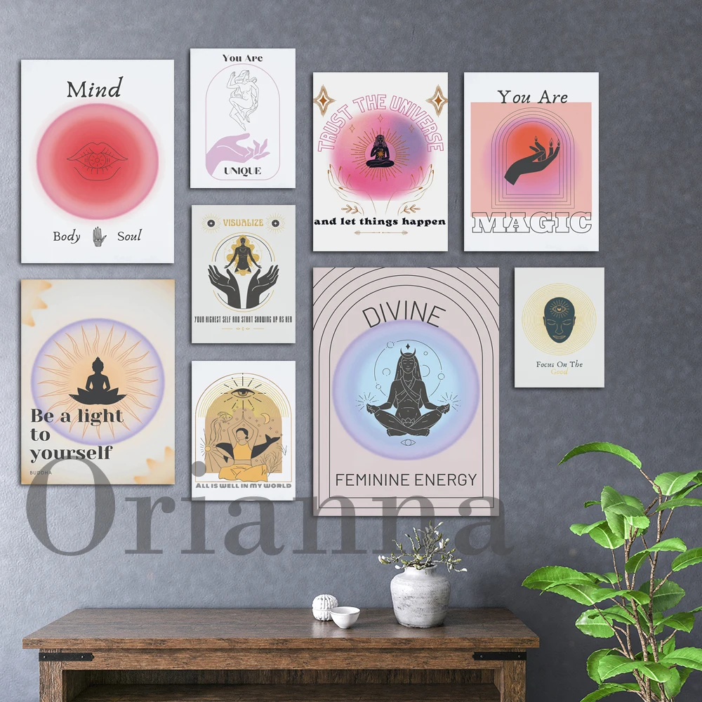 

Spiritual Art Print,Aura Gradient Poster,Goddess Energy,Bedroom Wall Decor,Quote Inspirational Wall Art Buddha Art Zen Yoga Gift