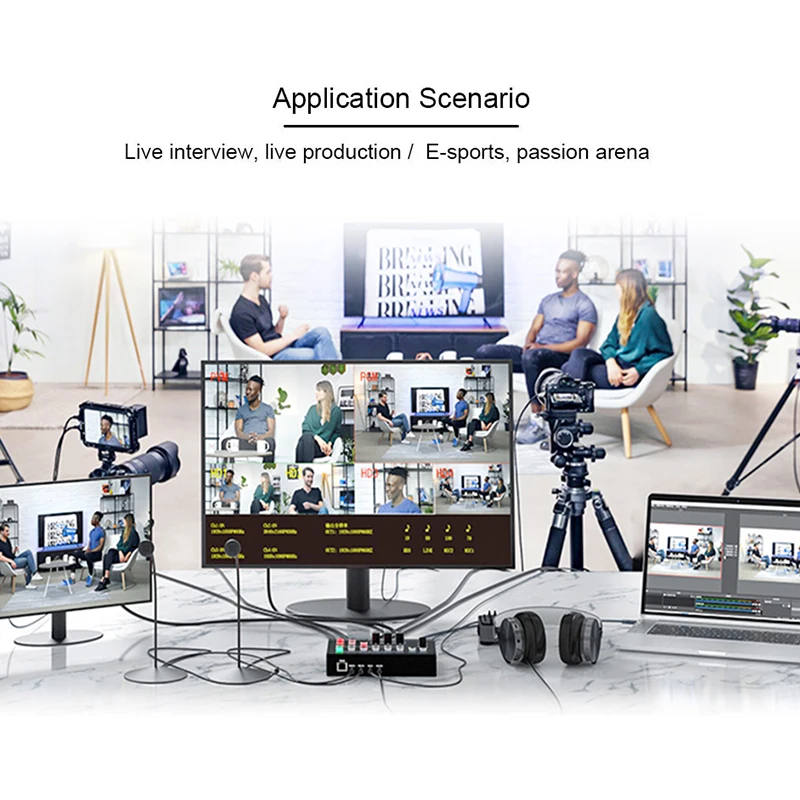 Фото 4K видеопереключатель 4-канальный HDMI мульти-камера потоковая передача живого производства видеомикшер переключатель вещательная станция типу C запись №4