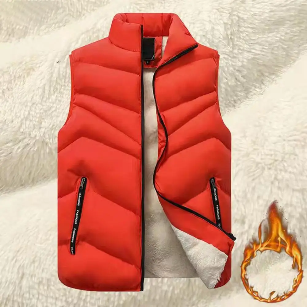 

Stylish Sleeveless Coat Thicken Male Warm Pockets Waistcoat Plus Size Men Waistcoat Streetwear