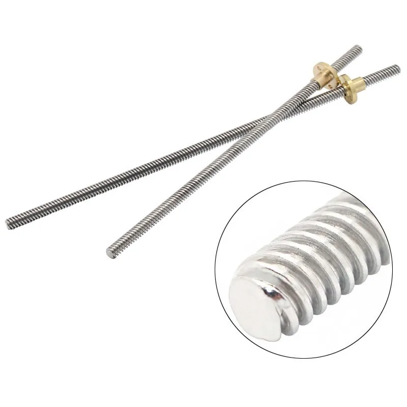 Свинцовый винт для 3D-принтера 8 мм шаг 2 вывод 200 250 300 350 400 450 500 с гайкой Reprap