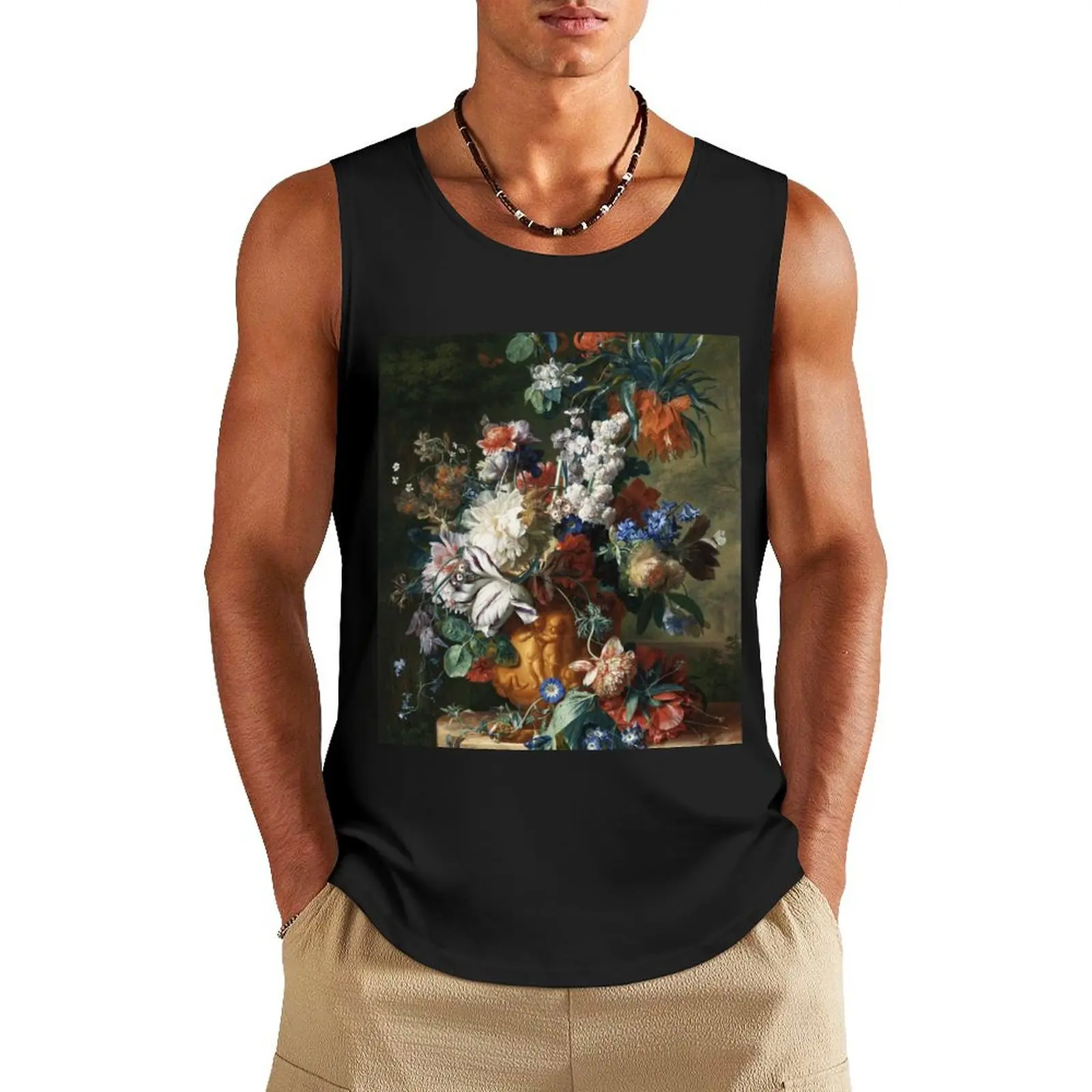 Майка Jan Van Huysum-букет цветов топ для спортзала летняя рубашка бодибилдинга без
