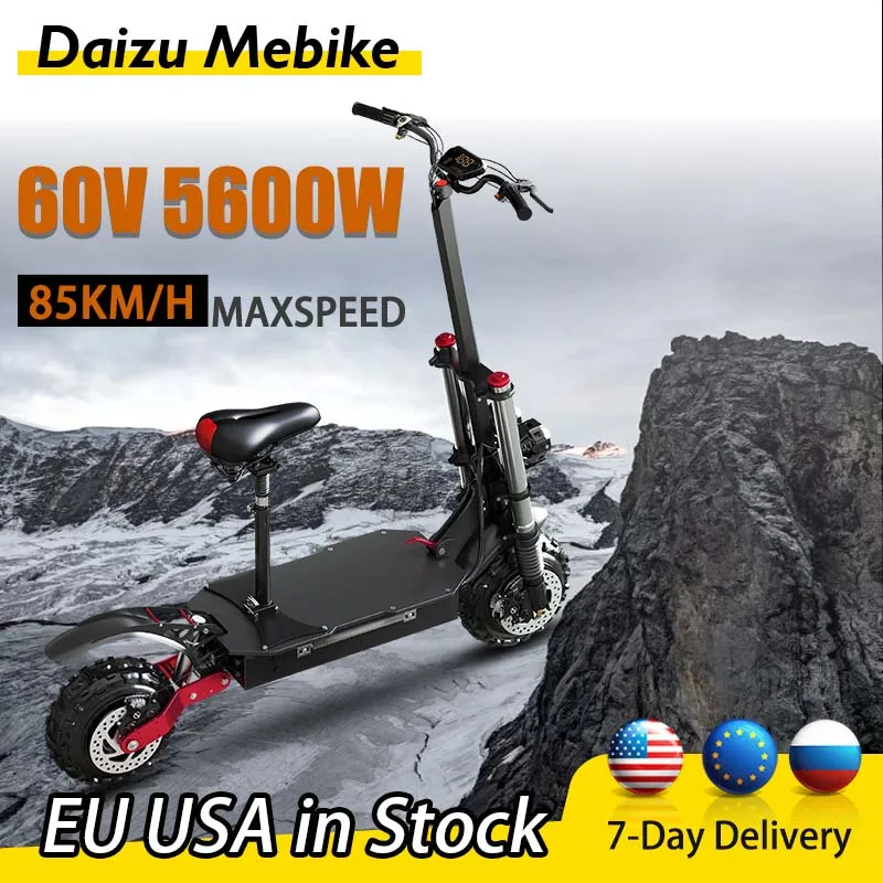 

7 Days Delivery Electric Scooter 60V 5600W Powerful Dual Motors Electric Scooters 11'' Off-road Tires Hydraulic Shock Absorption