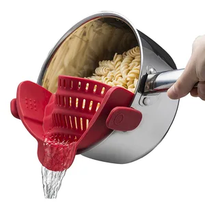 pot bowl funnel strainer wide mouth silicone kitchen tool rice noodles washing colander household gadget leakproof drainer free global shipping
