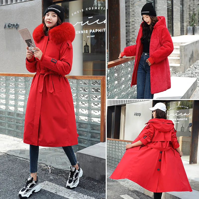 Winter Women's Hooded Coat Parkas X-Long Thick Faux Fur Padded Jacket Super Hot Coats Jacket Cheap Wholesale Women's Clothing
