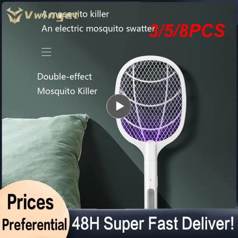 

3/5/8PCS Portable Bug Zappers 3000v Mosquito Light Trap With Base Holder Usb Rechargeable Electric Mosquito Swatter