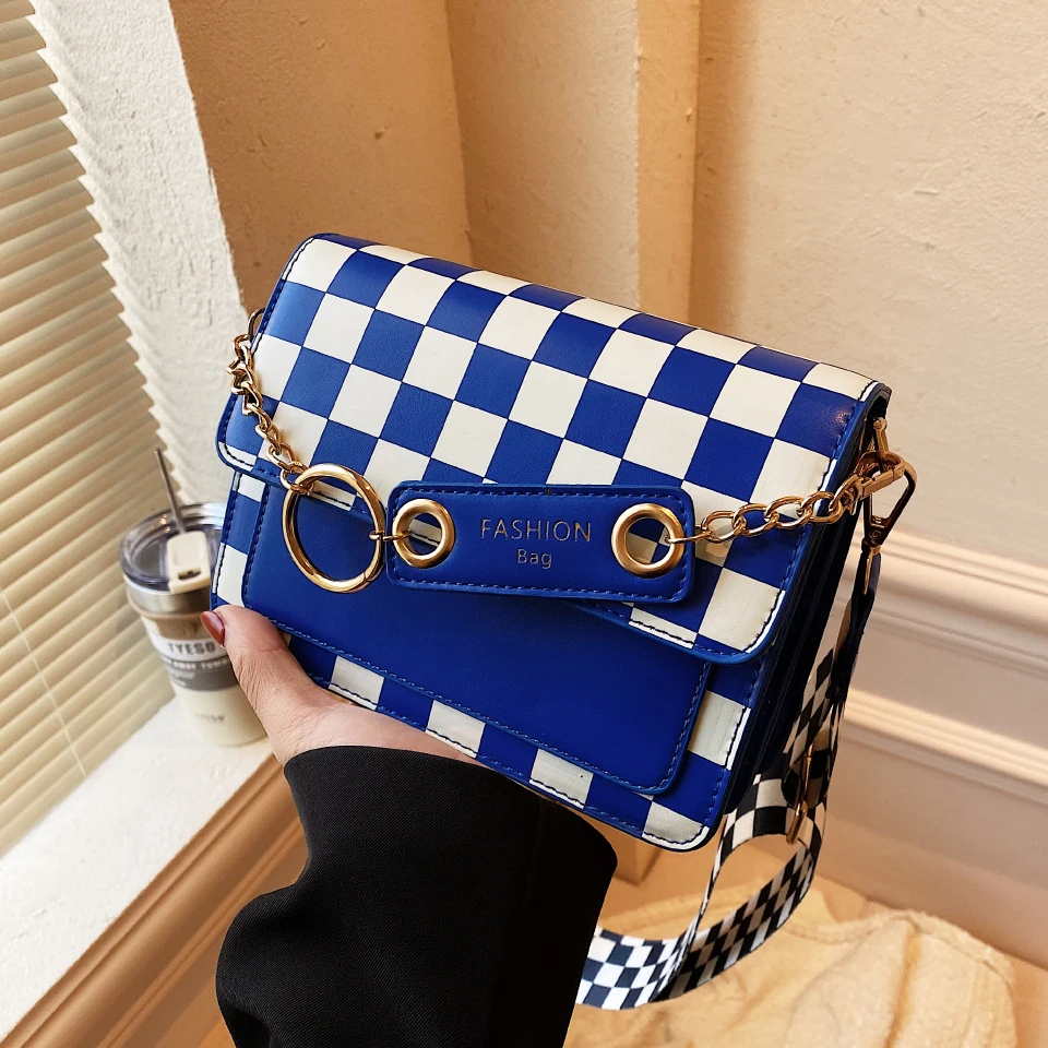 

Branded Bags 2022 Luxury Designer Handbag Women's Handbags Ladies Hand Bags Houndstooth Handbags for Women Navvy Blue Bag