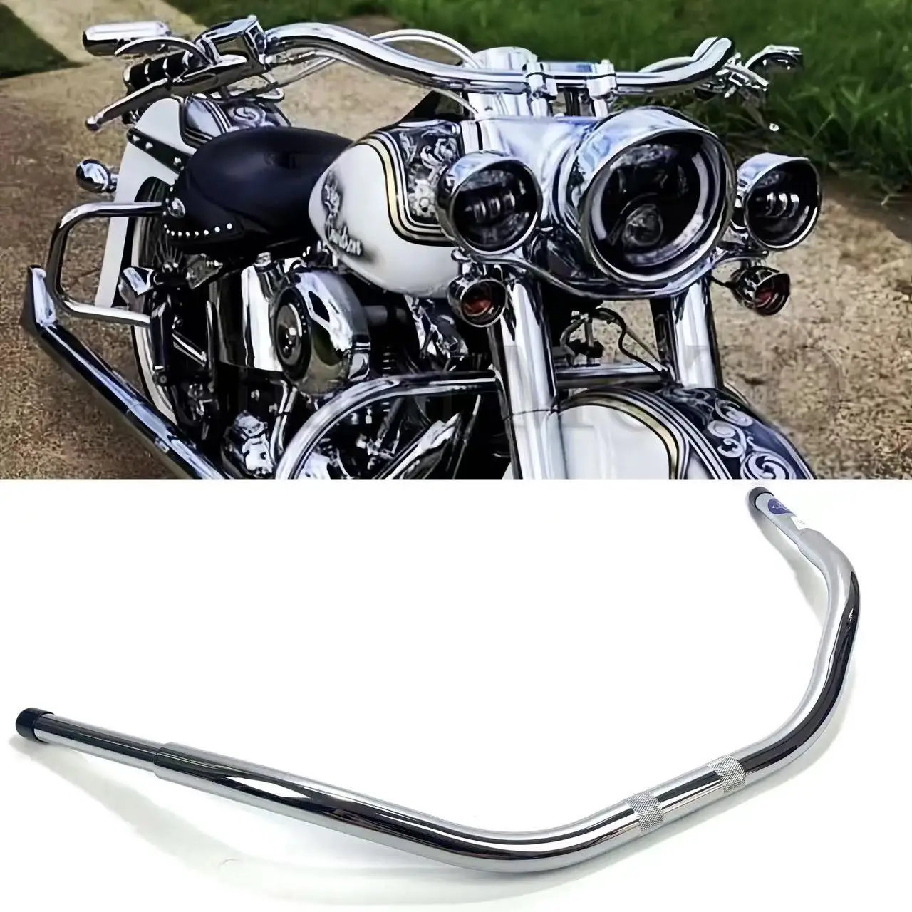 

Motorcycle 1-1/4" Beach handlebar for Harley Dyna Soft tail Breakout Road King Deluxe Fat Boy Fat Bob Customizable Accessories