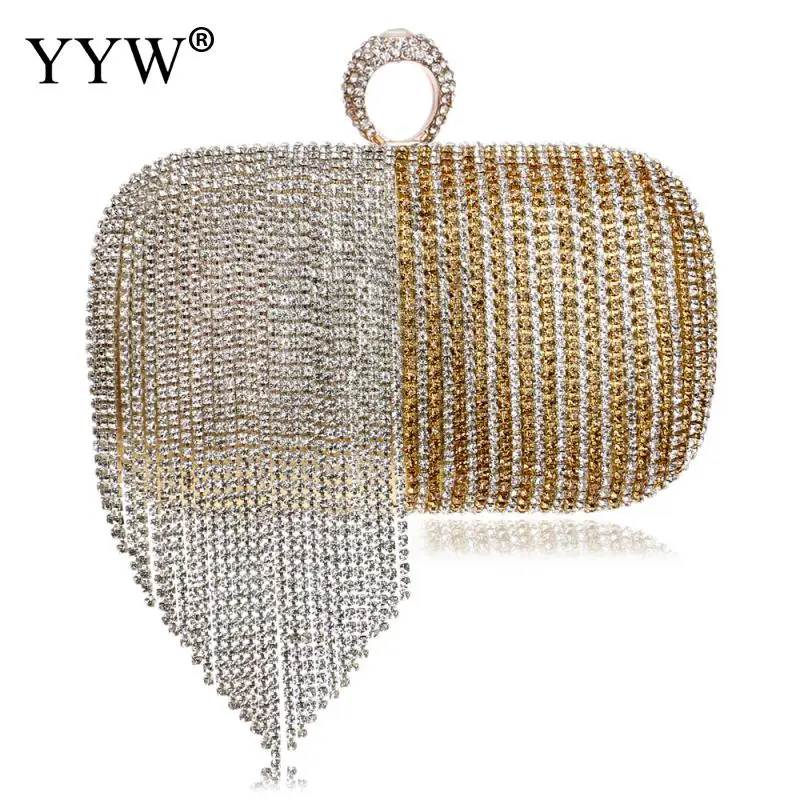 

Tassel Diamonds Evening Bag Finger Ring Small Clutch Chain Shoulder Bag Rhinestones Party Wedding Handbags Luxury Clutches Purse