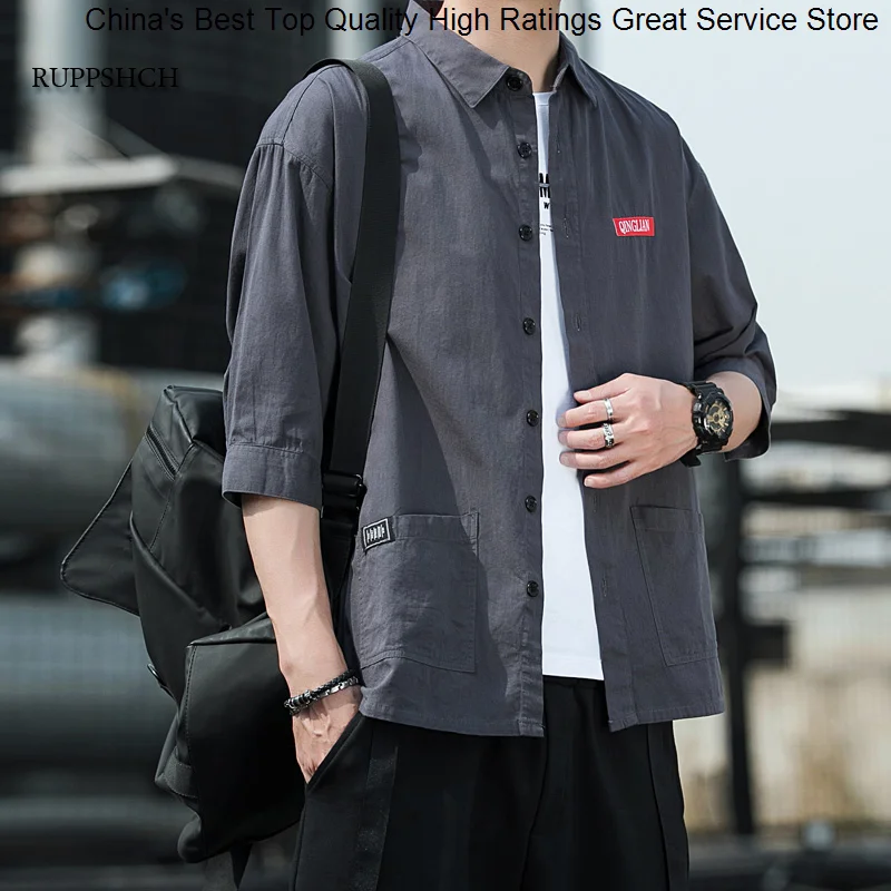 

Рубашка мужская с длинным рукавом, литературный воротник, свободная блузка из хлопка и льна, модная красивая одежда в Корейском стиле