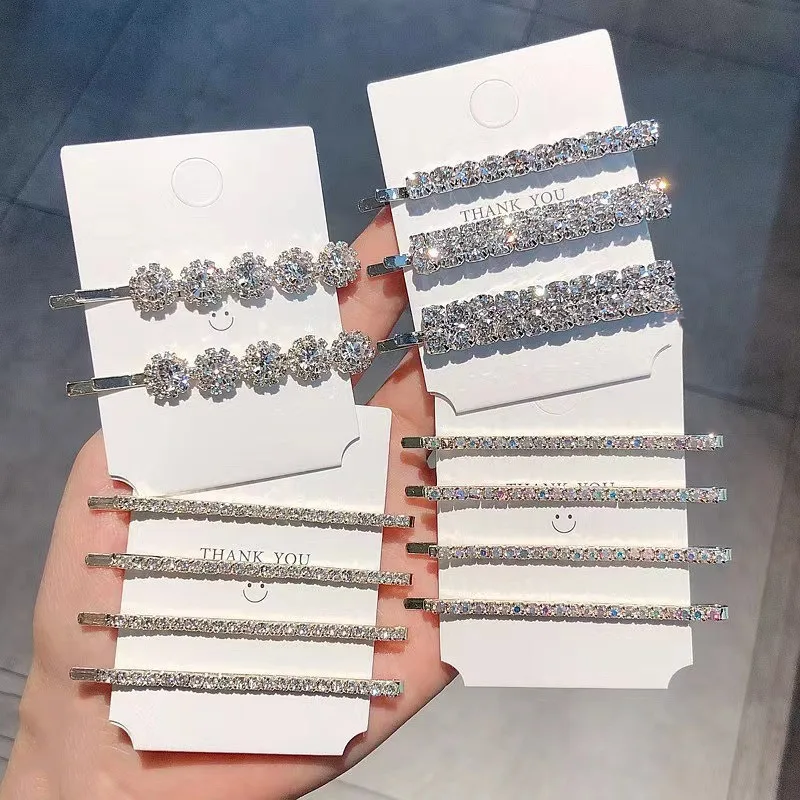 

Shiny Rhinestone Metal Hair Clips For Women Fashion Simple Gold Silver Color Hairpins Girls Hairgrips Jewelry Hair Accessories