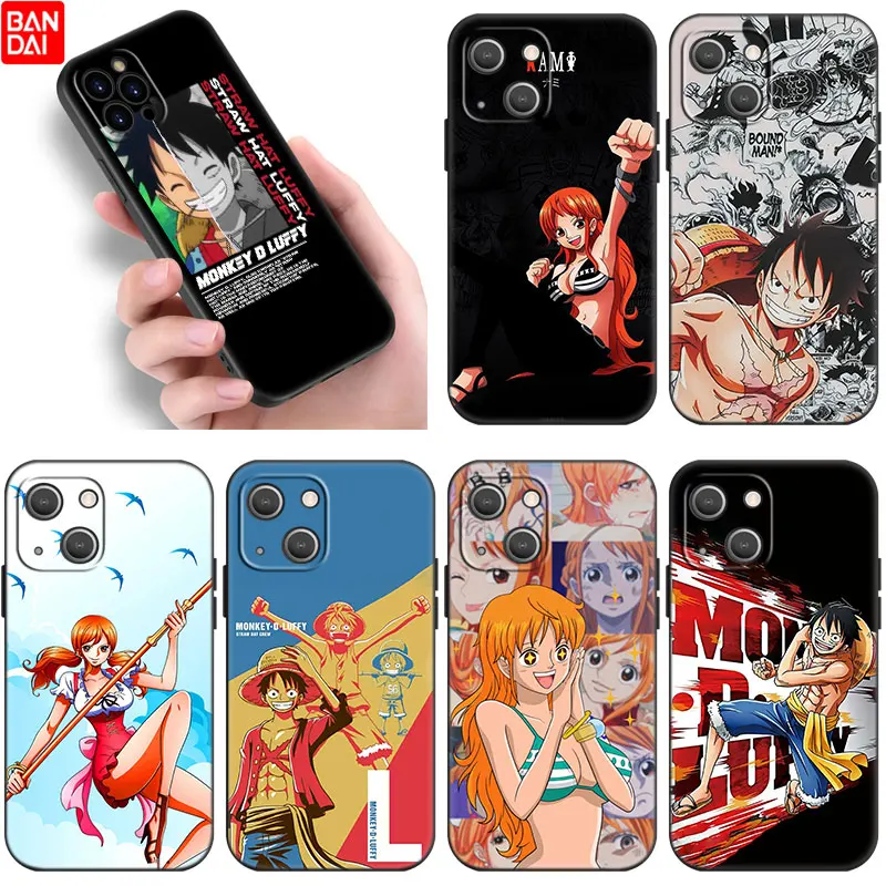 

Anime One Piece Luffy Nami Silicone Case For Apple iPhone 11 12 13 Mini Pro 7 8 XR X XS MAX 6 6S Plus 5 5S SE 2020 Black Cover