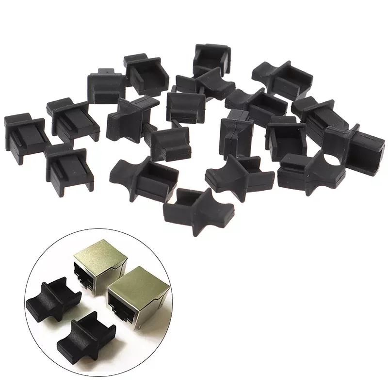 

20pcs RJ45 protective soft rubber cover network connector end cover router connection end dust plug