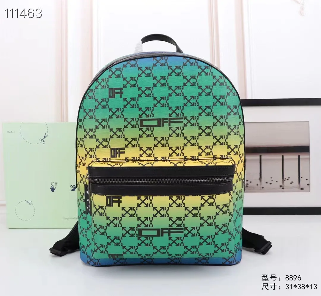 

2024 Fashion OFF WHITE New Shoulder Bag Large Capacity Casual Travel Bag Laser Canvas Double Backpack Schoolbag