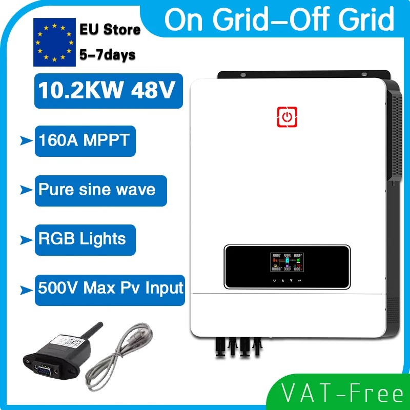 

10.2KW/8.2KW 48V PV Max 500VDC 160A MPPT Solar Charge Controller Grid Tie & Off Grid Hybrid Solar Inverter Dual Output With Wifi