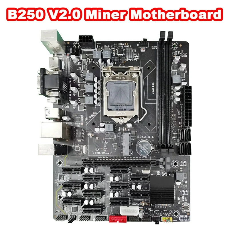 

Материнская плата B250 V2.0 BTC 12XPCIE LGA1151 двухканальная материнская плата DDR4 MSATA SATA USB3.0 B250 ETH для майнинга