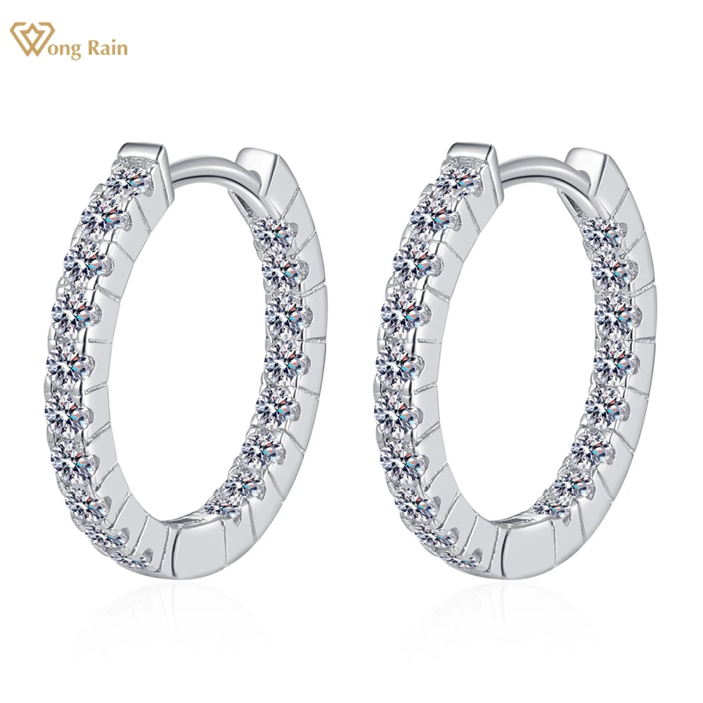 

Wong Rain 100% 925 Sterling Silver VVS1 Real Moissanite Diamond Hoop Earrings Wedding Gift Fine Jewelry For Women GRA Wholesale