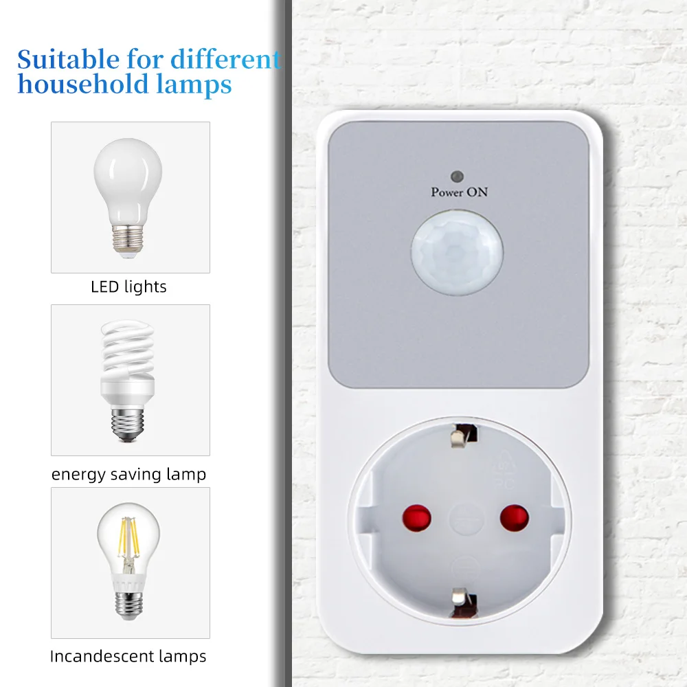 

Automatic Induction PIR Sensor Socket Lamp Holder 110-240V PIR Infrared Detection 120° Degree Wide Angle PC Flame Retardant