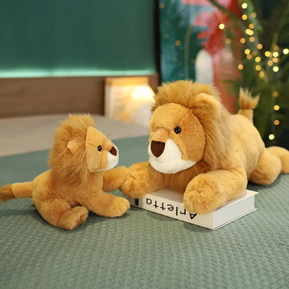 

Стильные Плюшевые игрушки в виде льва, плюшевая кукла, набивные дикие животные, украшение, рождественский подарок, набивная кукла, плюшевая ...