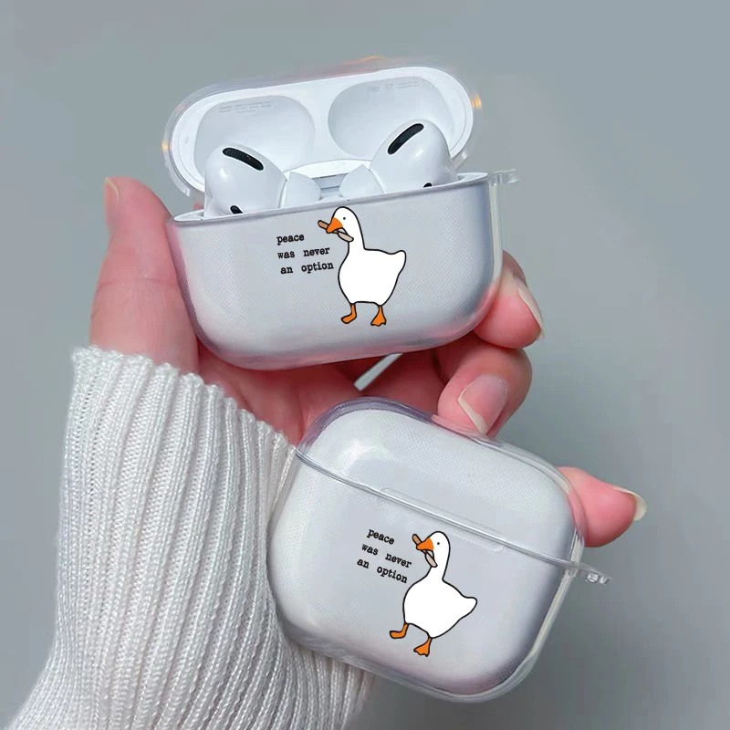 Фото Чехлы для наушников с милой мультяшной уткой для Airpods 4th 2 1 3 Pro 3, чехол для наушников Apple Air Pods Pro Airpods3 Clear Shell Fundas №2
