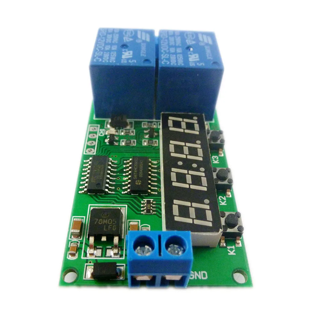 

DC 5V 2 CH 9 function Delay Timer Relay Module Controller Motor Reverse Cycle Loop Timers Interlock Latch Switch Board LED