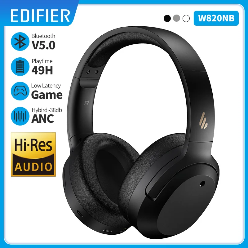  EDIFIER W820NB ANC Беспроводные наушники, Bluetooth-гарнитура с высоким разрешением, аудио, Bluetooth 5,0, 40мм драйвер, Type-C, быстрая зарядка, гибридный ANC